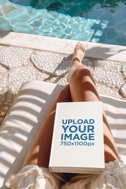 Mockup of an AI-Created Woman Lying on a Beach Chair With a Book m38890