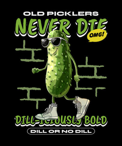 Funny T-Shirt Design Maker Featuring a Cartoonish Pickle Graphic