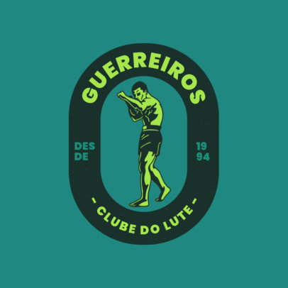 Logo Maker for an Established Fight Club Featuring a Fighter Illustration