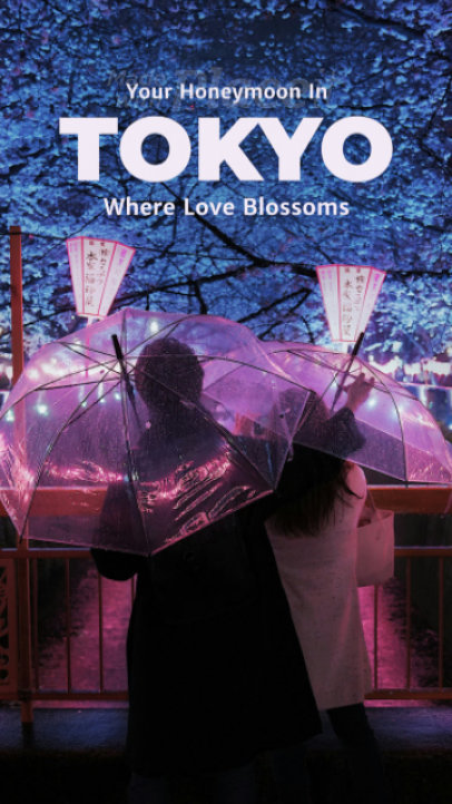 Honeymoon-Themed Instagram Story Video Generator to Promote a Tokyo Trip