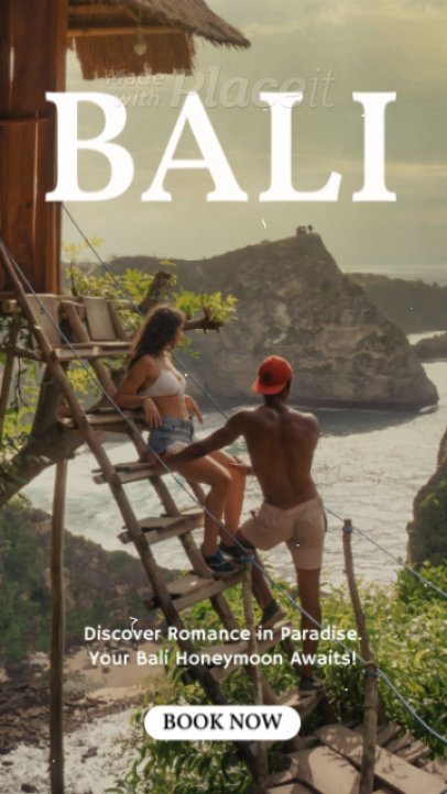 Instagram Story Video Generator Featuring Bali Trip Ad for a Honeymoon Destination