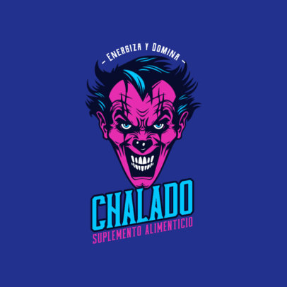 Pre-Workout Supplements Brand Logo Template with an Evil Clown Graphic 6234a