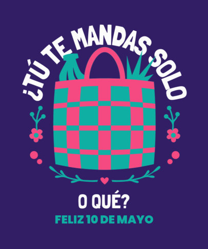 T-Shirt Design Template with a Mexican Mom Quote for Dia de las Madres