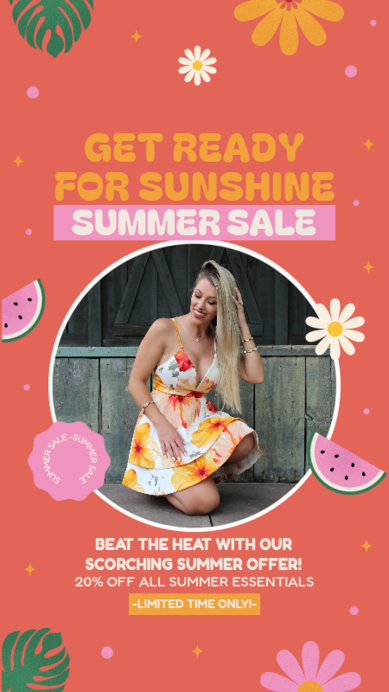 Instagram Story Maker Featuring a Special Summer Sale Ad With Watermelon Graphics