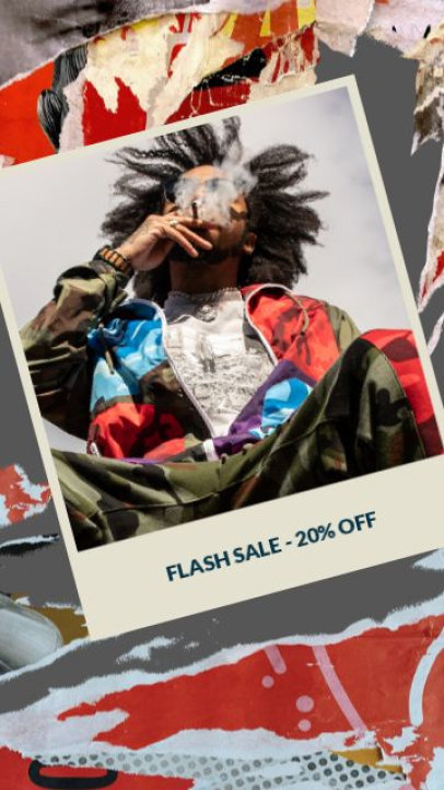 Flash Sale Instagram Story Video Maker With a Ripped-Paper Aesthetic 8056