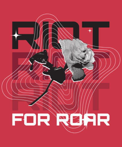 T-Shirt Design Maker Featuring Repetitive Text and a Monochromatic Flower