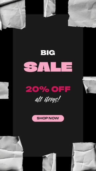 Discount Deal Instagram Story Video Generator With a Ripped-Paper Theme