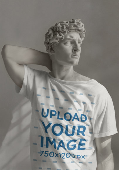 Mockup of a Marble Statue of a Man Dressed in a Round-Neck T-Shirt m38368