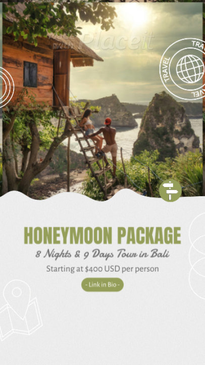 Instagram Story Video Template Promoting a Travel Agency's Honeymoon Package