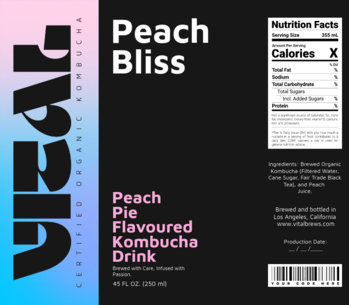 Label Design Template for a Peach Pie Kombucha