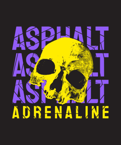 T-Shirt Design Template with a Skull and Repetitive Text
