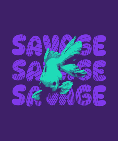 T-Shirt Design Maker Featuring a Fish with Repetitive Text