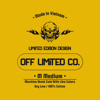 Gothic-Styled T-Shirt Label Template With a Skull Illustration 6538g
