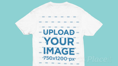 Video of the Back-View of a Gildan T-Shirt on a Flat Colorful Surface