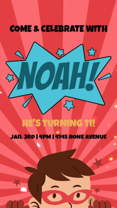 Instagram Story Video Maker Featuring a Children's Party Invitation