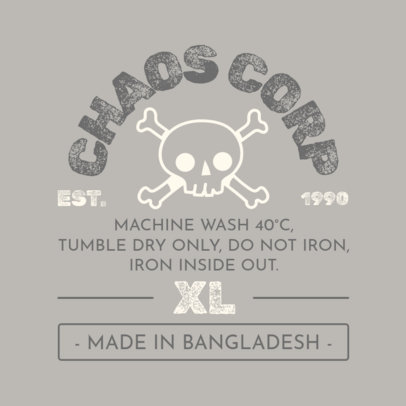 Online T-Shirt Label Design Template With a Skull Graphic for a Gothic Clothing Brand 6539g