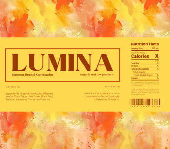 Abstract Aesthetic Label Design Generator for a Banana Bread Kombucha ED-6975e