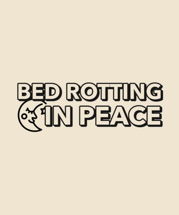 T-Shirt Design Template with a Sleeping Moon and a Bed Rotting Quote