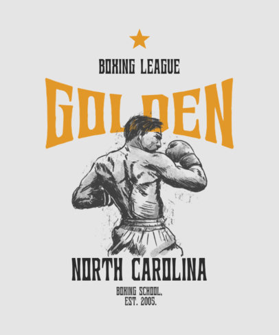 T-Shirt Design Template Featuring an Illustrated Boxing Athlete