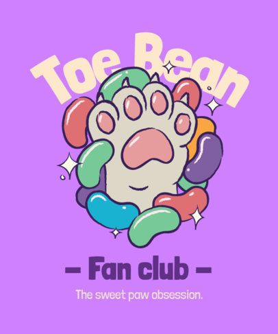 T-Shirt Design Maker Featuring a Cute Paw Graphic and a Toe Beans Quote