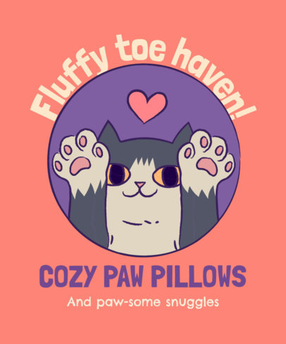 Illustrated T-Shirt Design Generator Featuring a Fluffy Paw-Themed Quote