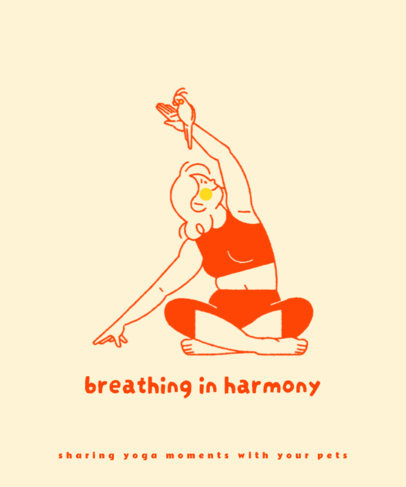 Tote Bag Design Template With an Illustrated Woman Doing Yoga With Her Pet