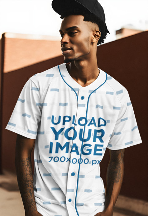 Sublimated Jersey Mockup Featuring an AI-Generated Man With an Afro Hairstyle