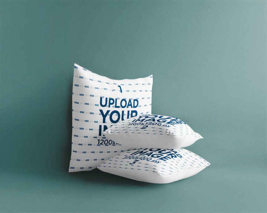 AI-Generated Mockup Featuring Three Pillows in a Nordic-Styled Theme