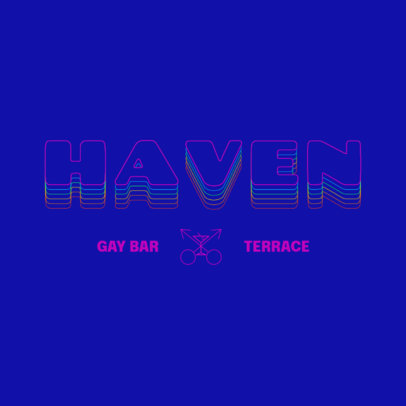 Gay Bar Logo Maker Featuring Colorful Text with Intertwined Male Sex Symbols