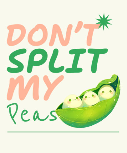 Cute T-Shirt Design Generator With Kawaii-Themed Pea Illustrations 6466h-6550