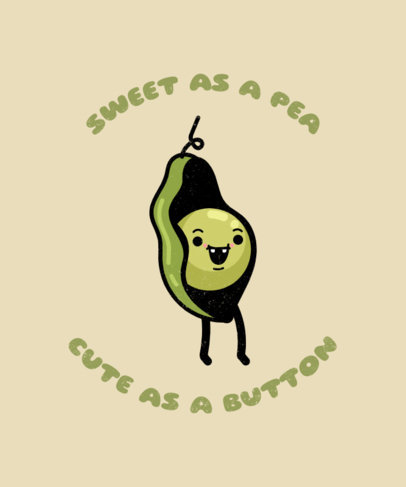 Food T-Shirt Design Template Featuring a Sweet Cartoonish Pea Graphic