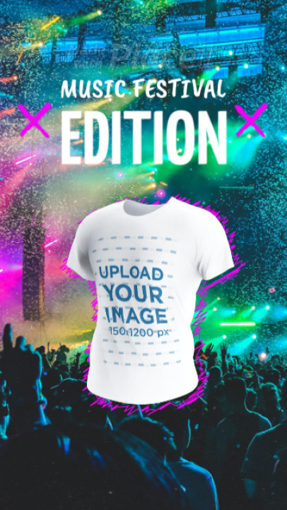 Round-Neck T-Shirt Video Featuring an Ad for a Music Festival Merch 5498h 8393v