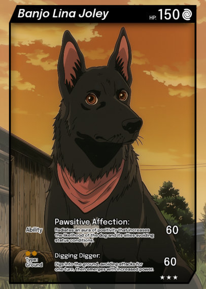 Trading Card Design Maker Featuring an Illustrated Dog with Funny Abilities ed6991
