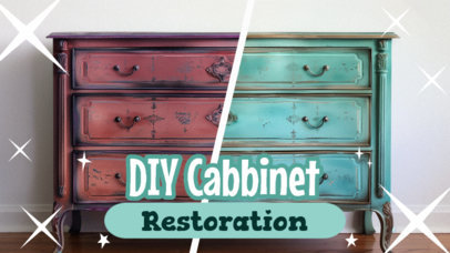YouTube Thumbnail Template for a DIY Cabinet Restoration Vlog 6558i