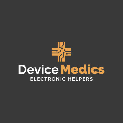 Logo Template for a Tech Repairment Store Featuring a Cross with Circuits