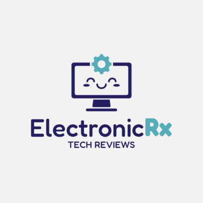 Tech Reviews Channel Logo Generator with a Smiling Computer