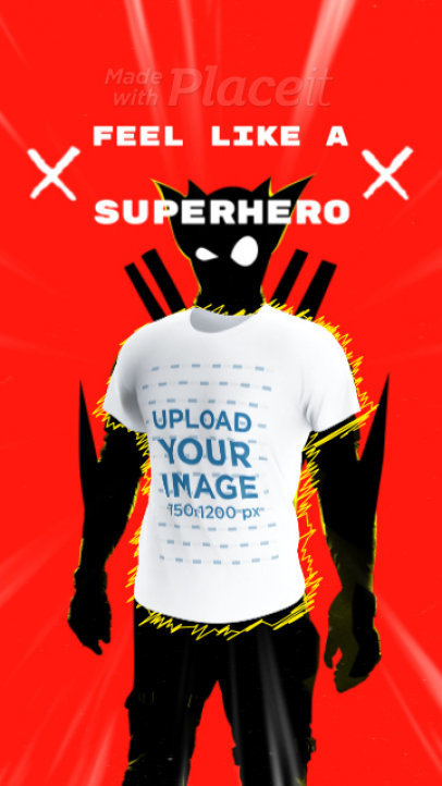 Promotional Video of a 3D T-Shirt With an Irreverent Superhero-Inspired Theme 5498i 8401v