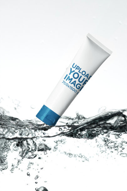 Mockup of a Lotion Tube Featuring Splashing Water m38591