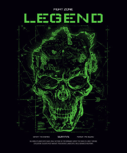 T-Shirt Design Maker Featuring an Illustrated Skull Inspired by a Shooters Game 6576a