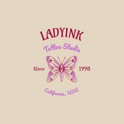 Logo Maker for a Tattoo Studio Featuring a Butterfly Graphic