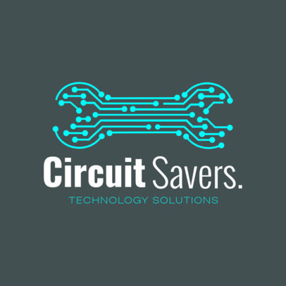 Tech Repair Shop Logo Creator Featuring a Wrench with Circuits
