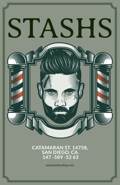 Barber Shop Flyer Maker Green Theme