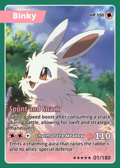Trading Card Design Creator Featuring a Cute Bunny with Charming Abilities