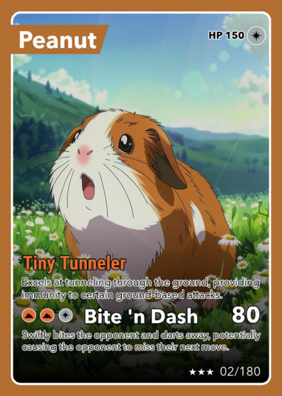 Trading Card Design Generator with an Illustrated Hamster and Customizable Powers