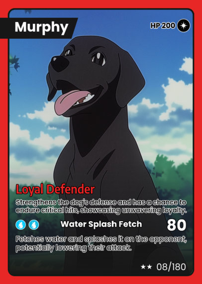 Trading Card Design Creator Featuring an Illustrated Dog with Loyal Defender Powers