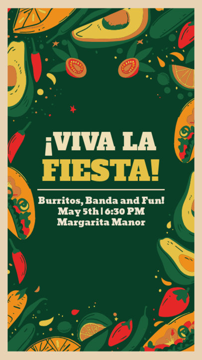 Instagram Story Maker for Cinco de Mayo With Illustrated Mexican Food Graphics