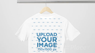 Back-View Next Level T-Shirt Video Featuring a Wooden Hanger