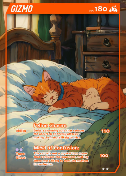 Trading Card Design Generator Featuring a Sleeping Cat Illustration