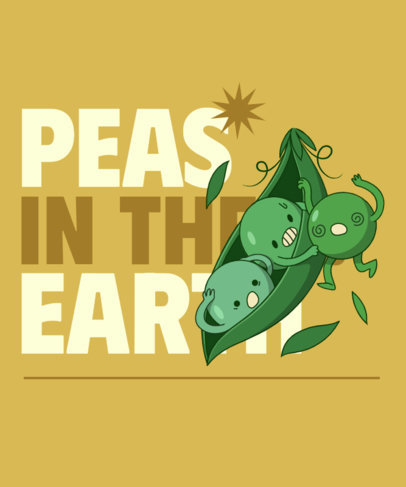 T-Shirt Design Template for Foodies Featuring Kawaii Pea Graphics 6466j-6551
