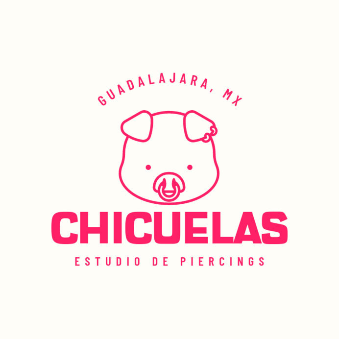 Logo Template Featuring a Pig Graphic for a Piercing Studio